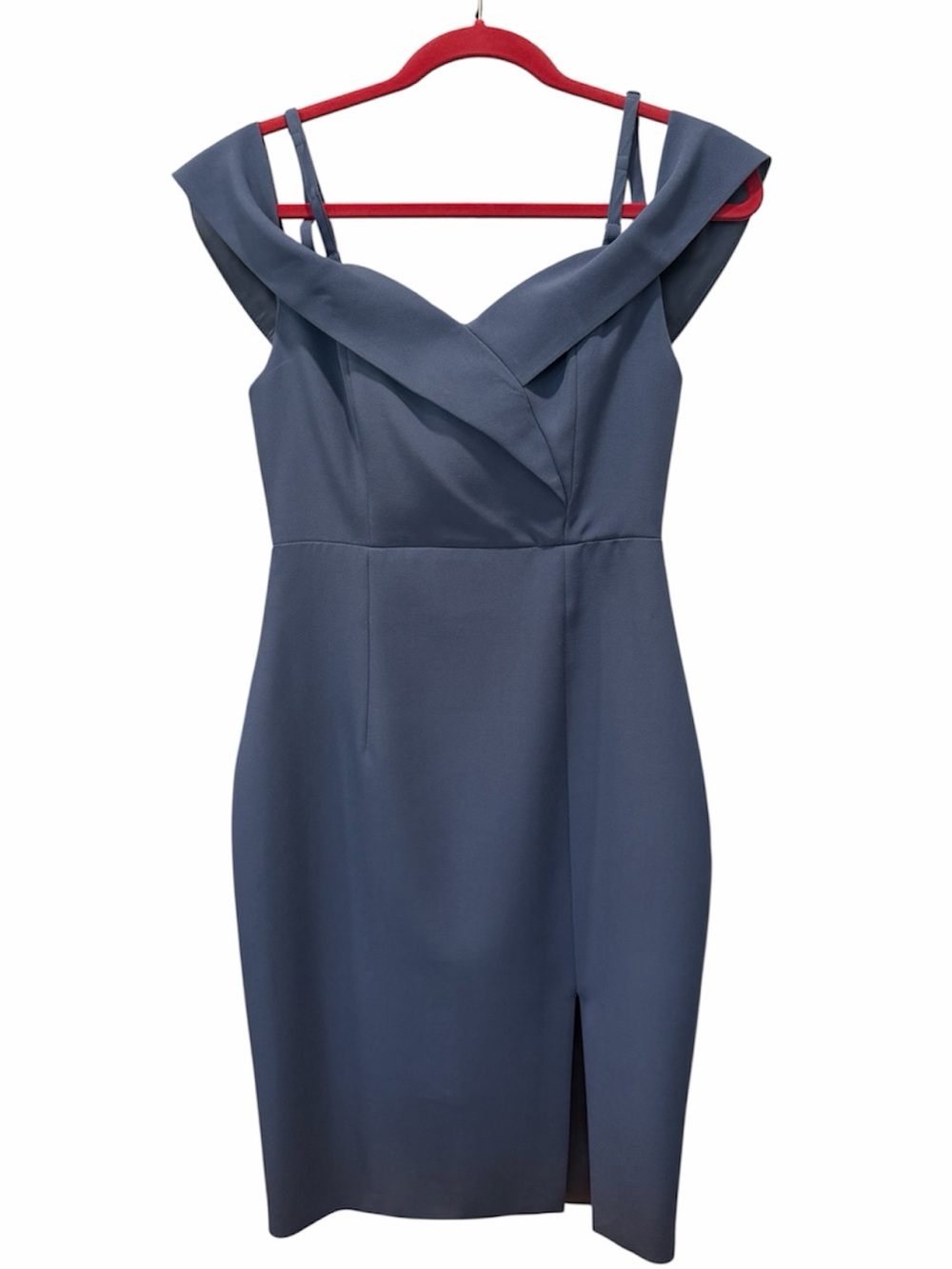 One One Six Sleeveless Slate Blue Off-Shoulder Cocktail Dress Size S